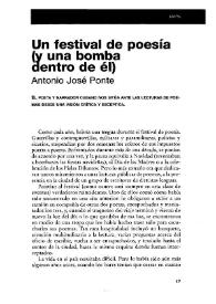 Portada:Un festival de poesía : (y una bomba dentro de él) / Antonio José Ponte