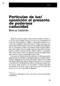 Portada:Partículas de luz /oposición al presente de poderosa caducidad / Blanca Castellón