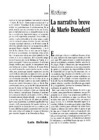 Portada:La narrativa breve de Mario Benedetti / Nelson Marra