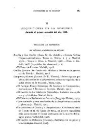 Portada:Adquisiciones de la Academia durante el primer semestre del año 1918