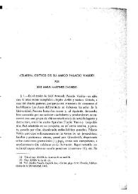 Portada:\"Clarín\", crítico de su amigo Palacio Valdés / por José María Martínez Cachero