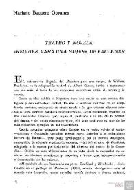 Portada:Teatro y novela: \"Réquiem para una mujer\", de Faulkner / Mariano Baquero Goyanes