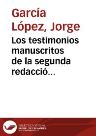 Portada:Los testimonios manuscritos de la segunda redacción de "República literaria" / Jorge García López