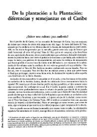 Portada:De la plantación a la Plantación: diferencias y semenjanzas en el Caribe / Antonio Benítez Rojo