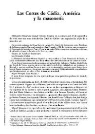 Portada:Las Cortes de Cádiz, América y la masonería / José A. Ferrer Benimelli