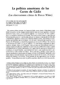 Portada:La política americana de las Cortes de Cádiz (Las observaciones críticas de Blanco White) / Manuel Moreno Alonso