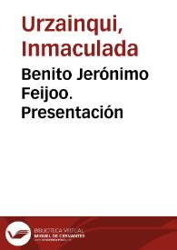 Portada:Benito Jerónimo Feijoo. Presentación