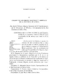 Portada:Comisión de Monumentos Históricos y Artísticos de la provincia de Murcia [Acta de la sesión del 6 de diciembre de 1918] / Andrés Sobejano