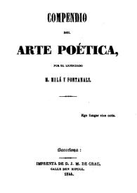 Portada:Compendio del arte poética / por M. Milá y Fontanals