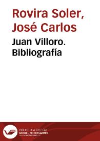 Portada:Juan Villoro. Bibliografía / José Carlos Rovira, María Asunción Esquembre