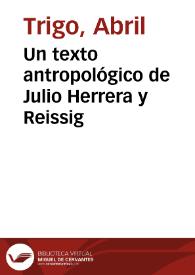 Portada:Un texto antropológico de Julio Herrera y Reissig / Abril Trigo