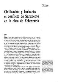 Portada:Civilización y barbarie: el conflicto de Sarmiento en la obra de Echeverría / Leonor Fleming