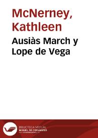 Portada:Ausiàs March y Lope de Vega / Kathleen McNerney