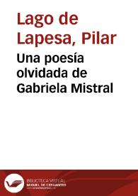 Portada:Una poesía olvidada de Gabriela Mistral