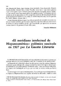 Portada:\"El meridiano intelectual de Hispanoamérica\": polémica suscitada en 1927 por \"La Gaceta Literaria\" / José Carlos González Boixo