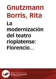 Portada:La modernización del teatro rioplatense: Florencio Sánchez / Rita Gnutzmann Borris