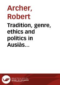 Portada:Tradition, genre, ethics and politics in Ausiàs March's \"maldit\"