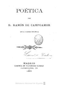 Portada:Poética / por Ramón de Campoamor