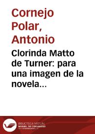 Portada:Clorinda Matto de Turner: para una imagen de la novela peruana del siglo XIX / Antonio Cornejo Polar