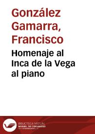 Portada:Homenaje al Inca de la Vega al piano