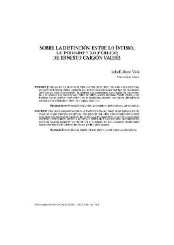 Portada:Sobre la distinción entre lo íntimo, lo privado y lo público de Ernesto Garzón Valdés / Isabel Lifante Vidal