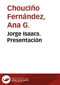 Portada:Jorge Isaacs. Presentación