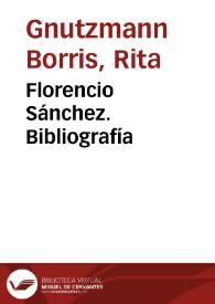 Portada:Florencio Sánchez. Bibliografía / Rita Gnutzmann