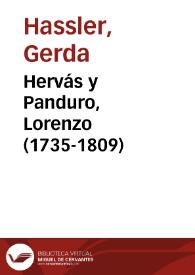 Portada:Hervás y Panduro, Lorenzo (1735-1809) / Gerda Hassler