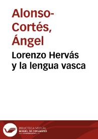 Portada:Lorenzo Hervás y la lengua vasca / Ángel Alonso-Cortés