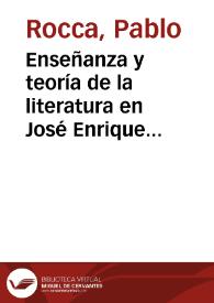 Portada:Enseñanza y teoría de la literatura en José Enrique Rodó : (Apéndice: \"Apuntes inéditos\" de un curso de literatura de Rodó)