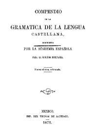 Portada:Compendio de la gramática de la lengua castellana / dispuesto por la Academia Española para la segunda enseñanza