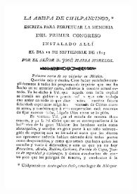 Portada:La Abispa de Chilpancingo : escrita para perpetuar la memoria del primer congreso instalado allí el dia 12 de septiembre de 1813 por el Señor D. José Maria Morelos
