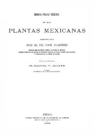 Portada:Sinonimia vulgar y científica de las plantas mexicanas / arreglada por el Dr. José Ramírez...; con la colaboración del Sr. Gabriel V. Alcocer...