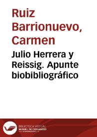 Portada:Julio Herrera y Reissig. Apunte biobibliográfico / Carmen Ruiz Barrionuevo
