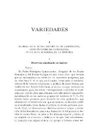 Portada:Ingreso de D. Pedro Rodríguez de Campomanes después Conde de Campomanes, en la Real Academia de la Historia / Lic. Pedro Rodríguez Campomanes