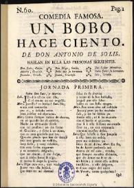Portada:Un bobo hace un ciento [1763] / de don Antonio de Solis