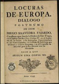 Portada:Locuras de Europa / dialogo posthumo de don Diego Saavedra Fajardo