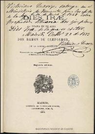 Portada:Dies irae : drama en un acto / por Ramón de Campoamor