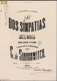 Portada:Las dos simpatías : melodía para canto y piano / letra de R. Campoamor; música de C. de Sidorowitch