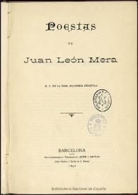 Portada:Poesías / de Juan León Mera