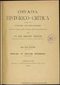 Portada:Ojeada histórico crítica sobre la poesía ecuatoriana desde su época más remota hasta nuestros días / Juan León Mera