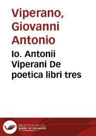 Portada:Io. Antonii Viperani De poetica libri tres