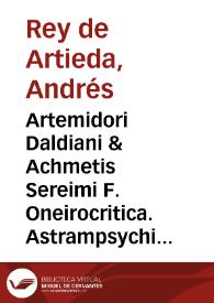 Portada:Artemidori Daldiani & Achmetis Sereimi F. Oneirocritica. Astrampsychi & Nicephori versus etiam Oneirocritici. Nicolai Rigaltii ad Artemidorum notae...