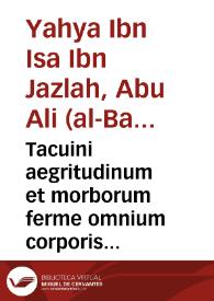 Portada:Tacuini aegritudinum et morborum ferme omnium corporis humani, cum curis eorundem / Buhahylyha Byngezla autore...; [Adolf Occo, Faraj ben Salim; ex arabico transtulit Parragus]