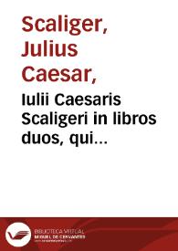 Portada:Iulii Caesaris Scaligeri in libros duos, qui inscribuntur De plantis, Aristotele autore, libri duo