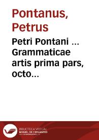 Portada:Petri Pontani ... Grammaticae artis prima pars, octo succintis dirempta capitibus eiusdem nuper locupletata cura adiectisque tertio ubi opus visum est testimonijs...