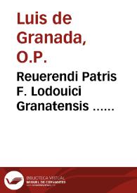 Portada:Reuerendi Patris F. Lodouici Granatensis ... Ecclesiasticae rhetoricae, siuè de ratione concionandi libri sex...