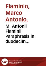 Portada:M. Antonii Flaminii Paraphrasis in duodecim Aristotelis librum de prima philosophia