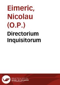 Portada:Directorium Inquisitorum / F. Nicolai Eymerici...; cum commentariis Francisci  Peniae...