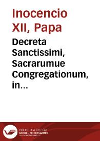 Portada:Decreta Sanctissimi, Sacrarumue Congregationum, in causis infrascriptis Societ. Iesu...